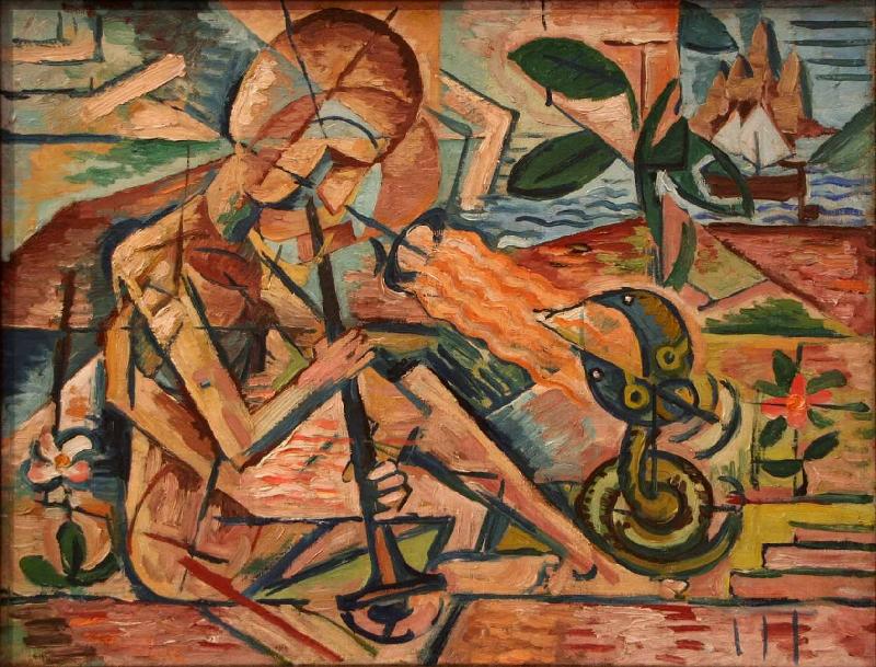 Bohumil Kubista Fakir Taming Snakes oil painting image